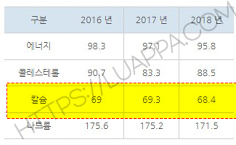국민 영양섭취 주요지표